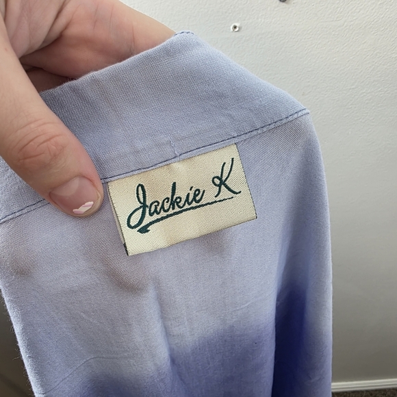 Jackie K Purple White Tropical Beach Summer Palm Trees Wrap Maxi Skirt Size M - Picture 5 of 6